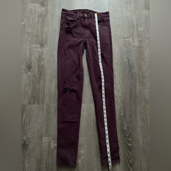 American Eagle Super Hi-Rise Jeggings Distressed Purple Women’s 6 X-Long Stretch - Picture 11 of 11